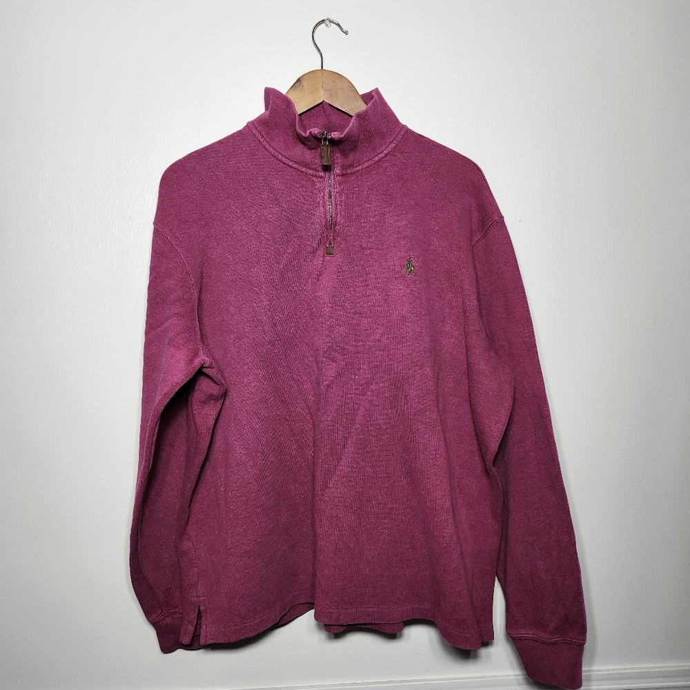 Polo by Ralph Lauren Men's Cranberry Half Zip-Up Sweater